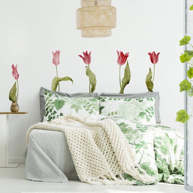 Wallstickers Planter Red Tulips Watercolour