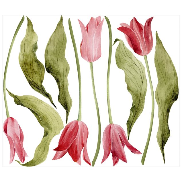 Wallstickers Red Tulips Watercolour