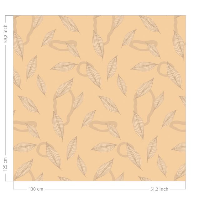 Mönstrade gardiner Willow Leaves Pattern - Pastel Orange