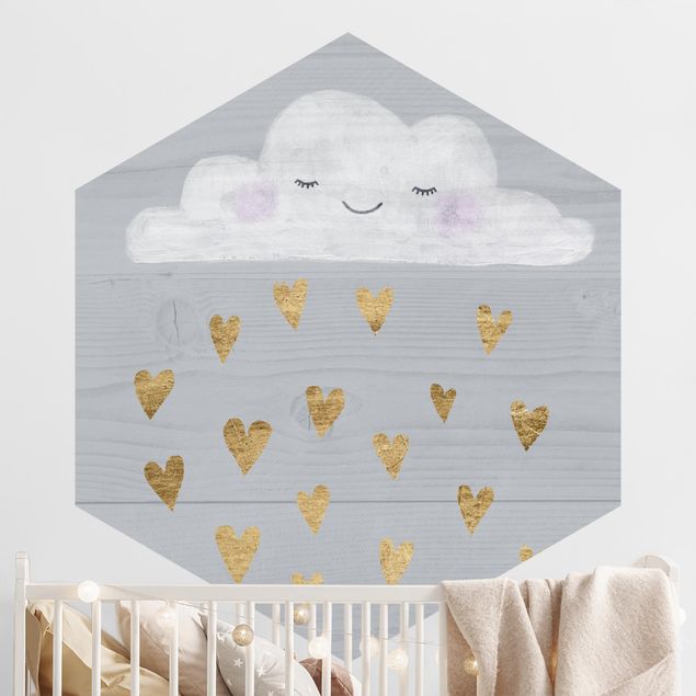 Børneværelse deco Cloud With Golden Hearts