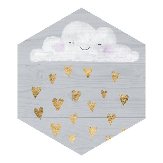 Tapet Cloud With Golden Hearts