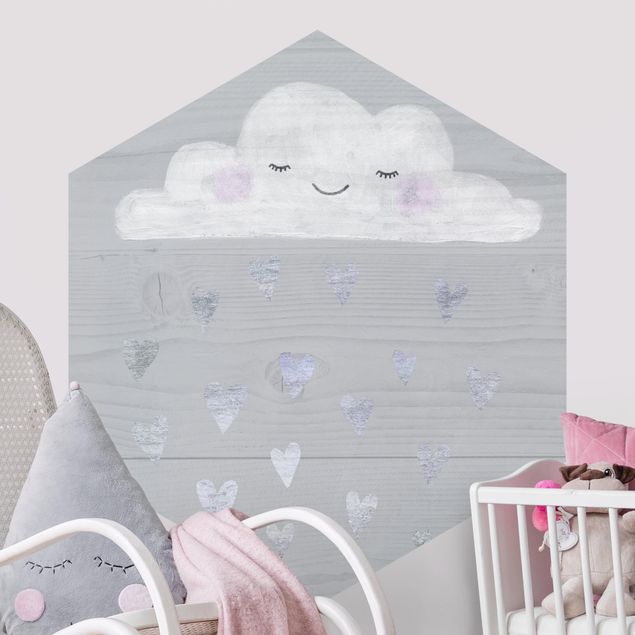 Tapet himmel Cloud With Silver Hearts