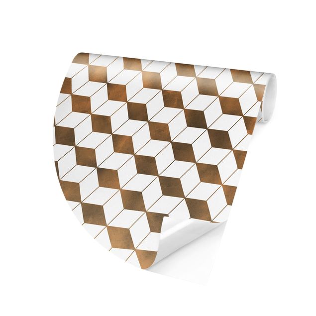 3d tapet Cube Pattern In 3D Gold
