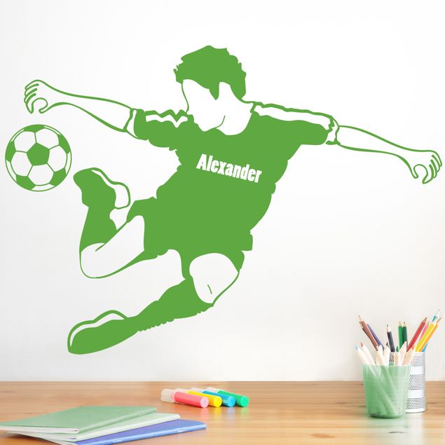 Wallstickers fodbold Customised text soccer player kicks