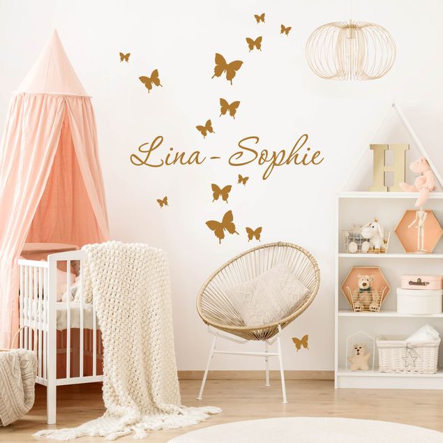 Wallstickers ordsprog Customised text butterfly decor