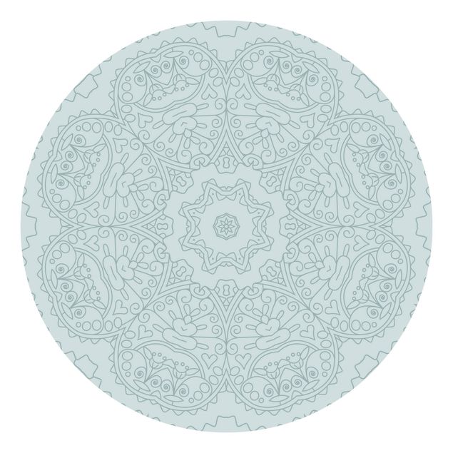 Moderne tapet Jagged Mandala Flower With Star In Turquoise