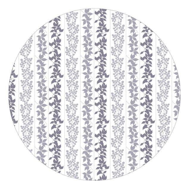 Moderne tapet Delicate Leaf Silhouettes With Stripes