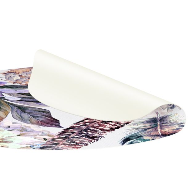 Tæpper natur Delicate Watercolour Boho Flowers And Feathers Pattern