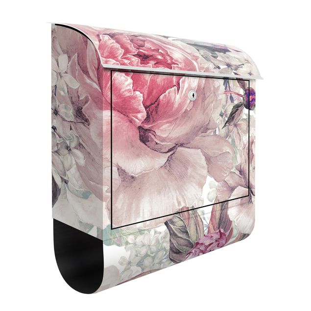 Postkasser blomster Delicate Watercolour Peony Pattern