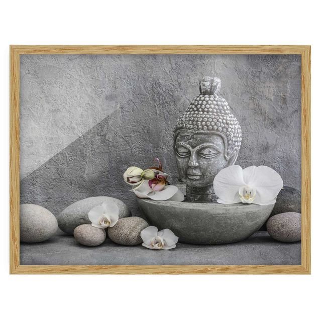 Billeder moderne Zen Buddha, Orchid And Stone